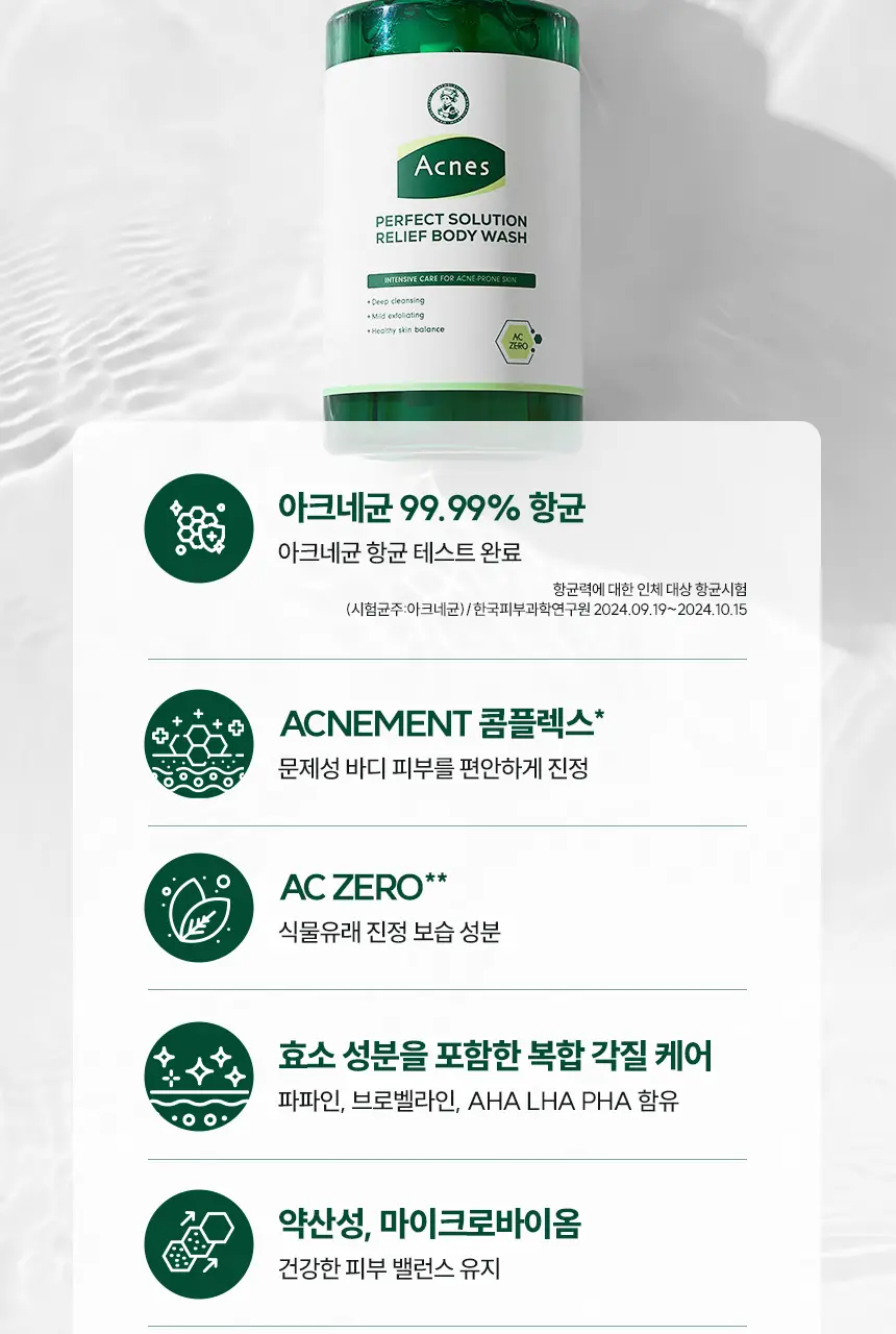 [각질결케어/시트러스우디향] 아크네스 퍼펙트 솔루션 릴리프 바디워시 500mL 상세페이지 3